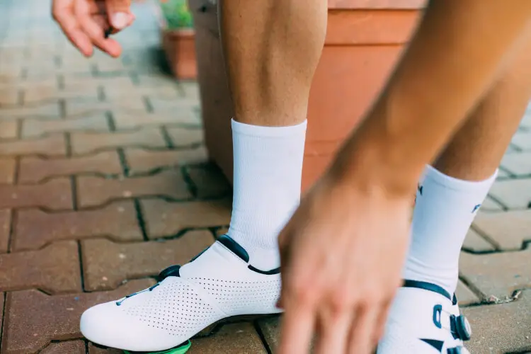 man with cyclist shoes