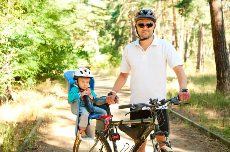Father and son on bicycle