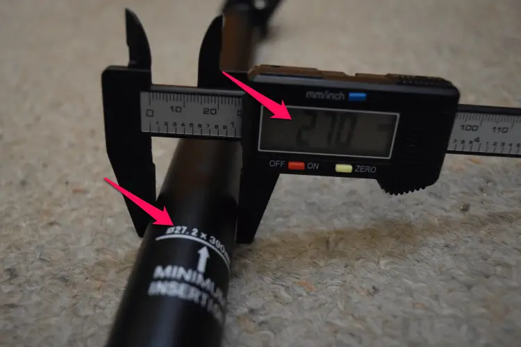 Measuring seat post with calipers